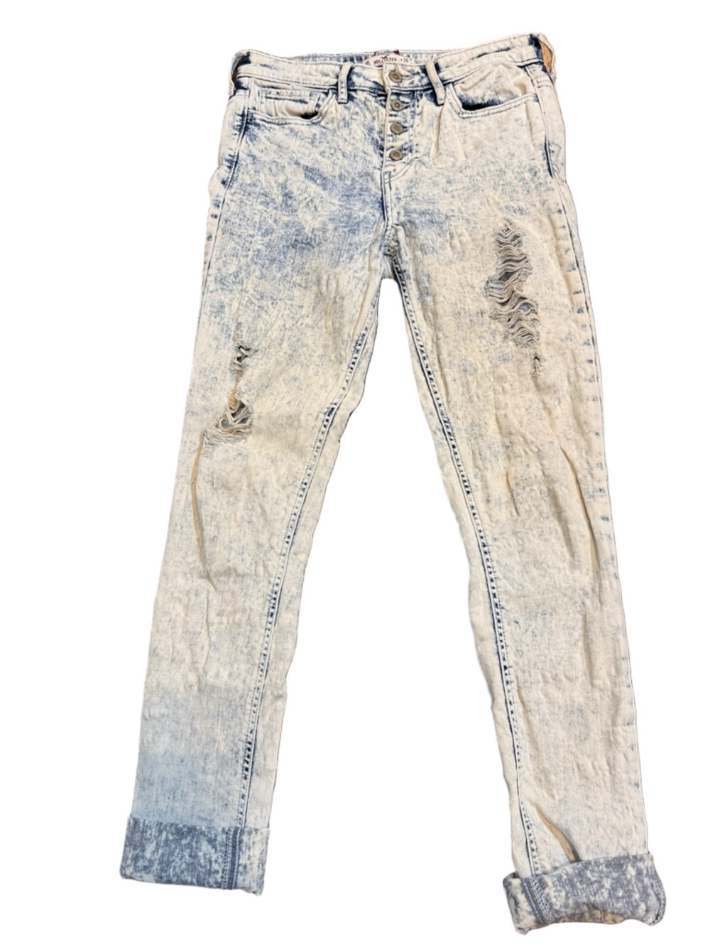 Hollister Light Acid Wash Button-Fly Skinny Jeans Size 26X31